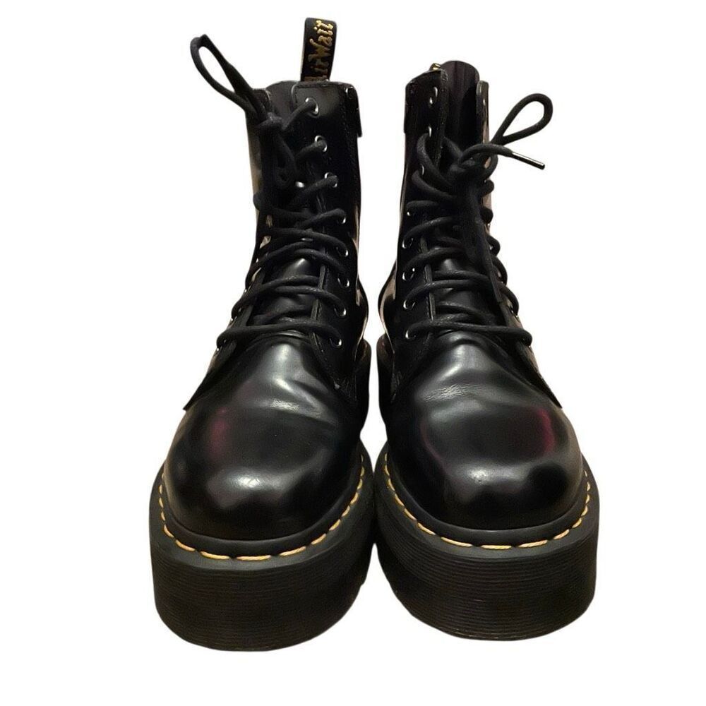 Dr. Martens Womens Jadon Boot EU 38 Black Polished Smooth Leather Platform Sole